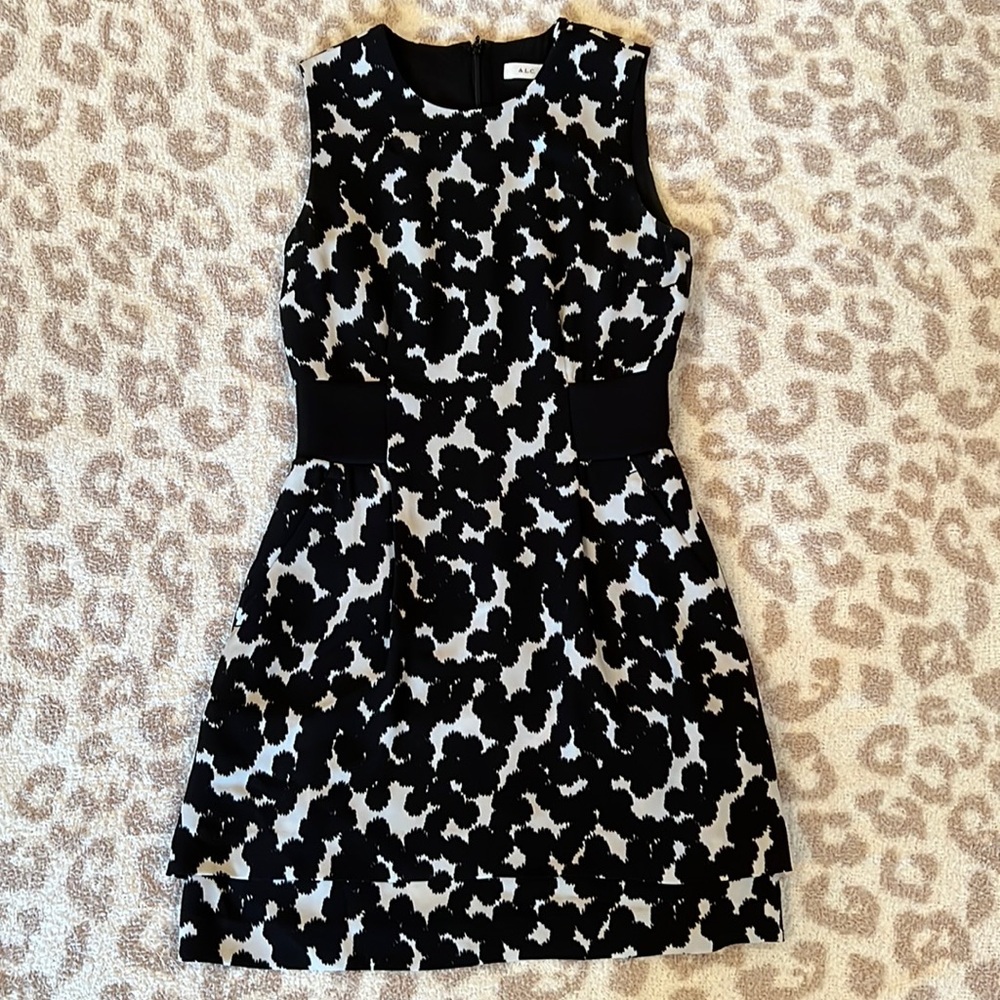 ALC. Black and White Print Dress. Size 4. Great Condition.